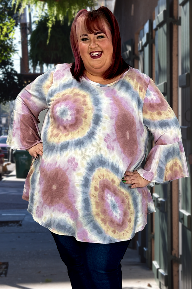 93 PQ-A {Lavender Burst} Lavender Tie Dye Top EXTENDED PLUS SIZE 3X 4X 5X