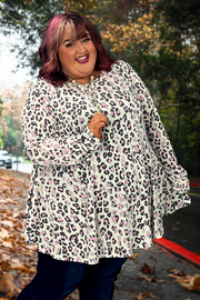 12 PLS-D {Leaving You Wanting} Pink Leopard Print Top EXTENDED PLUS SIZE 3X 4X 5X