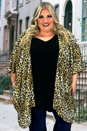 55 OT-A {Leopard Attack} Leopard Print Kimono EXTENDED PLUS SIZE 3X 4X 5X