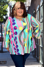 20 PQ-C {Live Long And Prosper} Mint Print Keyhole Top CURVY BRAND!!!  EXTENDED PLUS SIZE 4X 5X 6X