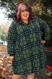 33 PLS-L {Made It A Moment} Green Plaid Hi/Low Dress CURVY BRAND!!!  EXTENDED PLUS SIZE 4X 5X 6X