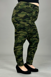 LEG-33 {My Best Assets} Olive Camo Full Length Leggings EXTENDED PLUS SIZE 3X/5X