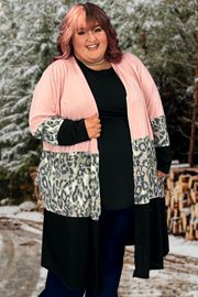 29 OT-S {My Soft Side} Peach/Leopard Print Duster SALE!!  CURVY BRAND!!!  EXTENDED PLUS SIZE 4X 5X 6X