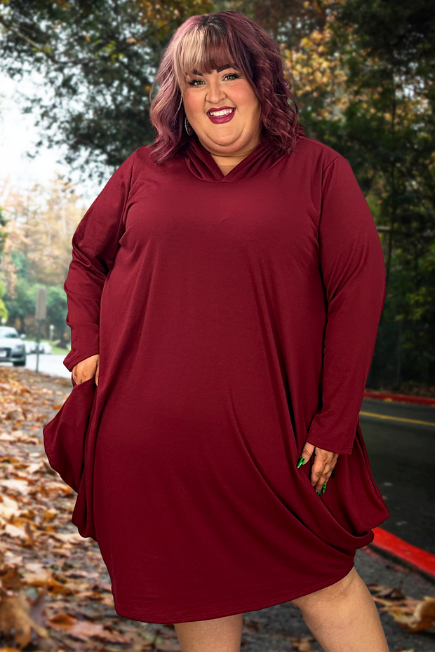 27 HD-B {Nature Rules} Burgundy Dress w/Pockets & Hood SALE!! CURVY BRAND!!!  EXTENDED PLUS SIZE 4X 5X 6X