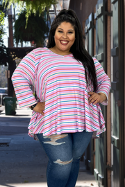 26 PQ-G {New Wonders} Light Purple Stripe V-Neck Top EXTENDED PLUS SIZE 3X 4X 5X