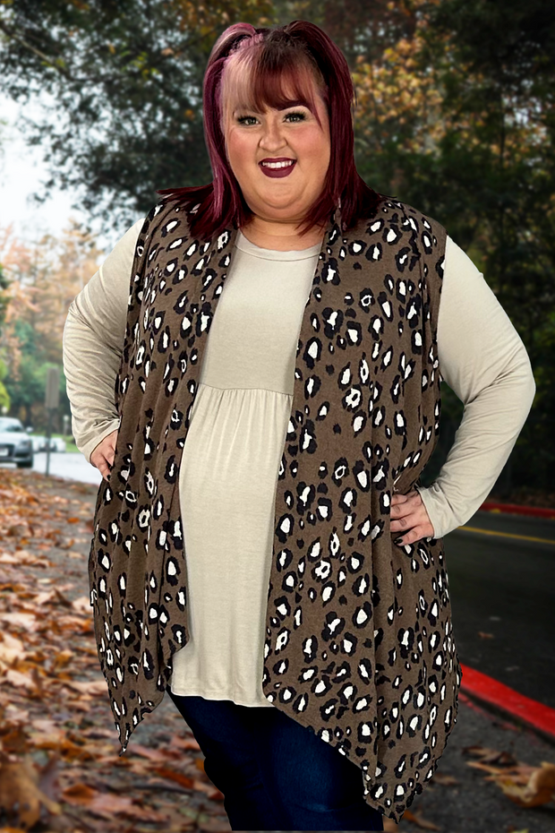 26 OT-Z {On My Mind} Mocha Leopard Print Vest SALE!! EXTENDED PLUS SIZE 3X 4X 5X