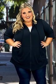89 OT-H {Paint the Town} NAVY French Terry Hoodie CURVY BRAND!!  EXTENDED PLUS SIZE 3X 4X 5X 6X