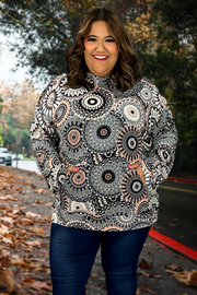 12 HD-B {Play It Smart} Grey Mandala Print Hoodie EXTENDED PLUS SIZE 3X 4X 5X