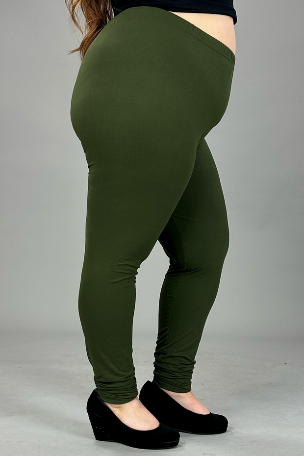 BIN 98  {Pursuit Of Comfort} Olive Full Length Leggings EXTENDED PLUS SIZE 3X/5X