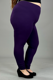 LEG-98 {Pursuit Of Comfort} Purple Full Length Leggings EXTENDED PLUS SIZE 3X/5X