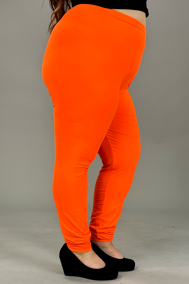 LEG-D  {Pursuit Of Comfort} Orange Full Length Leggings EXTENDED PLUS SIZE 3X/5X