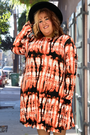 53 PLS-N {Quite The Bamboo} Salmon Black Tie Dye Dress EXTENDED PLUS SIZE 3X 4X 5X