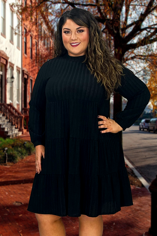 12 SLS-C {Racing Into Fall} BLACK Multi-Tiered Dress SALE!!! PLUS SIZE 1X 2X 3X