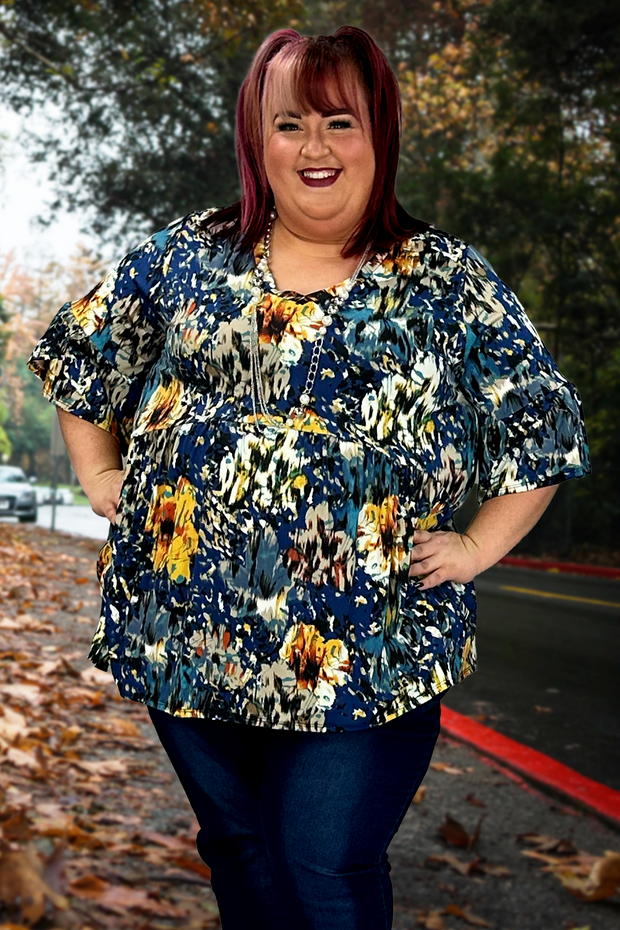 30 PQ-Q {Royal Rhymes} Royal Blue Babydoll Top EXTENDED PLUS SIZE 3X 4X 5X