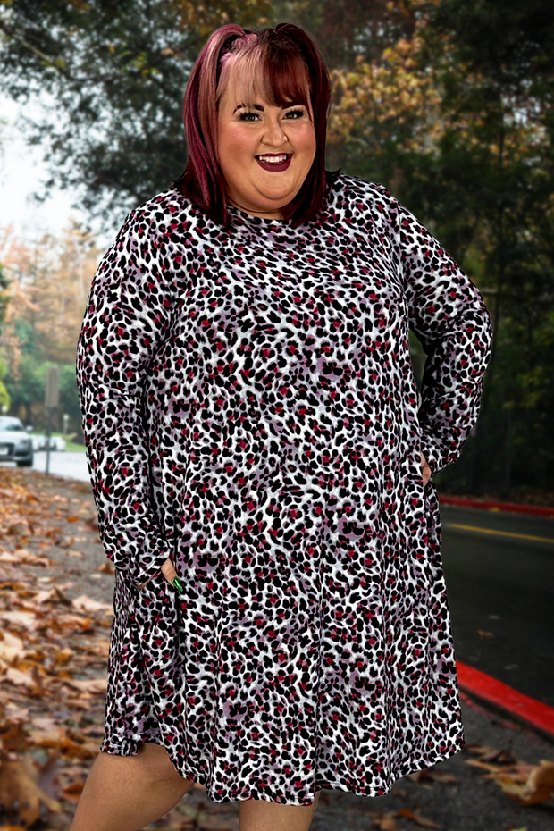 28 PLS-Q {Scorching Good Looks} Purple Leopard Print Dress EXTENDED PLUS SIZE 1X 2X 3X 4X 5X