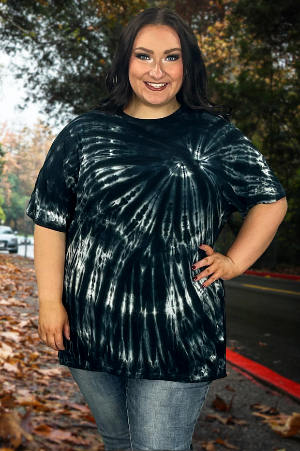 75 PSS-V {Shot In The Dark} Black Tie Dye Top PLUS SIZE 1X 2X 3X