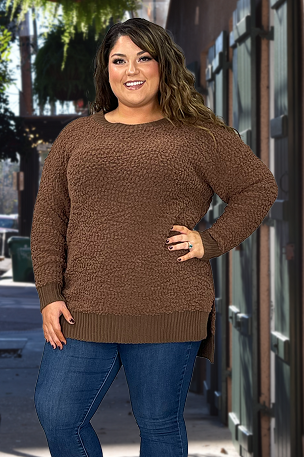 SLS-M {Simple Solution}  Mocha Popcorn Sweater SALE!!!