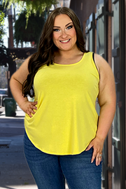 64 SV-B {Simply Delightful} Yellow Sleeveless Tank PLUS SIZE 1X 2X 3X