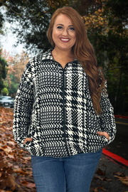 60 OR 26 OT-C {Smooth Moves}  Black White Printed Jacket PLUS SIZE XL 2X 3X