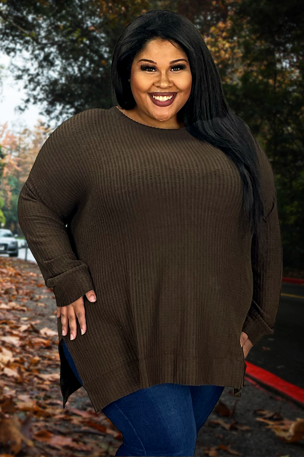 92 SLS-S {Speak Truth} Americano Waffle Knit Tunic PLUS SIZE 1X 2X 3X