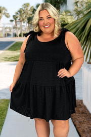 20 SV-B {Stunning Gaze} Black Eyelet Lined Tiered Dress PLUS SIZE 1X 2X 3X