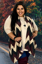 75 OT-R {Taking Precautions} Multi-Color Chevron Print Vest EXTENDED PLUS SIZE 3X 4X 5X