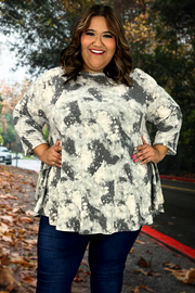 22 PQ-S {The Galaxy Awaits} Charcoal Tie Dye Top EXTENDED PLUS SIZE 3X 4X 5X