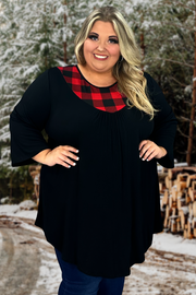 21 CP-A {The Joy Of Plaid} Black/Red Plaid V-Neck Tunic SALE!!! CURVY BRAND!!!  EXTENDED PLUS SIZE 4X 5X 6X