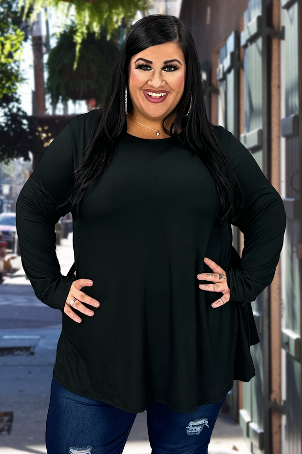 50 SLS-A {The New Staple} Black "Buttersoft" Top EXTENDED PLUS SIZE 1X 2X 3X 4X 5X 6X