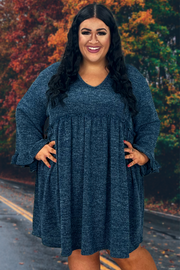 92 PQ-M {The Right Addition} Teal V-Neck Babydoll Dress SALE!! PLUS SIZE 1X 2X 3X