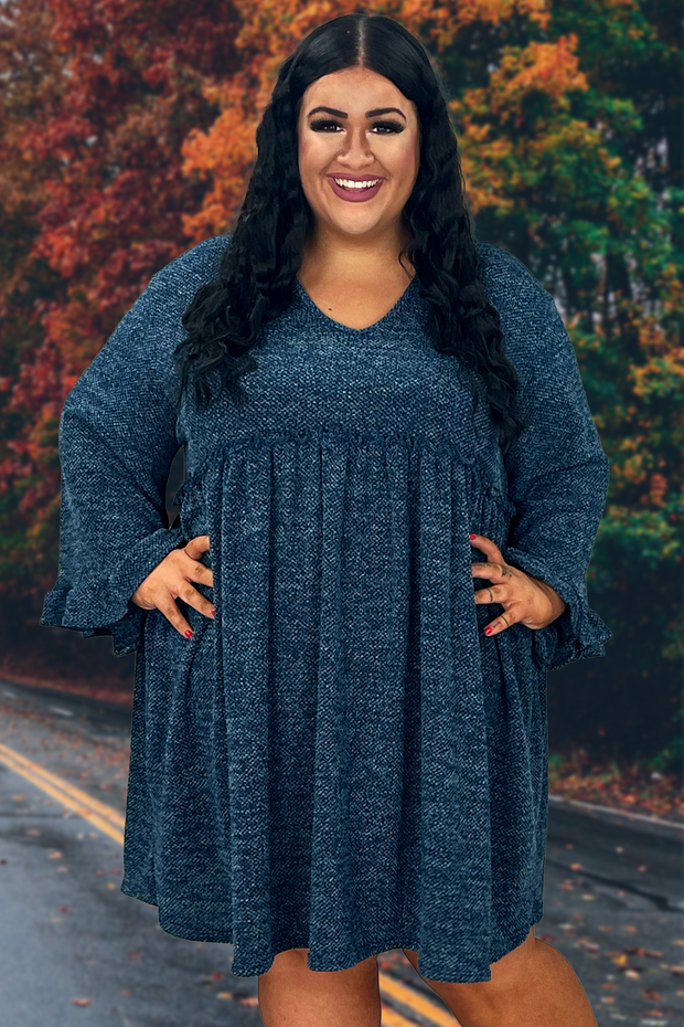 92 PQ-M {The Right Addition} Teal V-Neck Babydoll Dress PLUS SIZE 1X 2X 3X