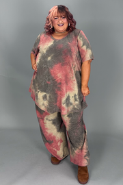 89 SET-A {The World Is Mine} Mauve Tie Dye Ribbed Pant Set SALE!!! CURVY BRAND!!!  EXTENDED PLUS SIZE 3X 4X 5X 6X