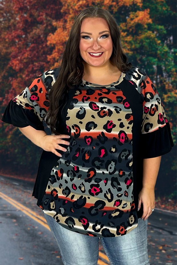 72 CP-M {Total Rebel} Grey/Fuchsia Leopard Print Top CURVY BRAND!!!  EXTENDED PLUS SIZE 1X 2X 3X 4X 5X 6X