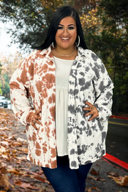 97 OT-K {What You Say} Ivory Tie Dye Cardigan SALE!! PLUS SIZE 1X/2X  2X/3X