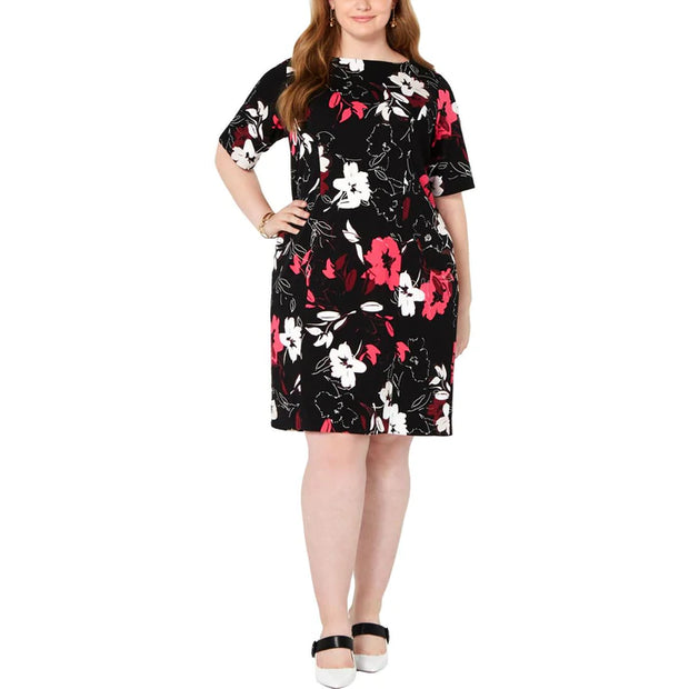 PSS-M M-109  {Alfani} Black Floral Dress Retail €99.50***FLASH SALE***EXTENDED PLUS SIZE 20W 28W