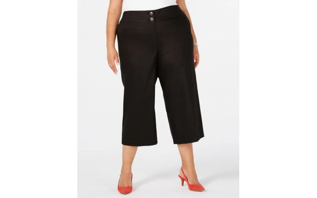 BT-R  M-109  {Alfani} Black Wide Leg Capris Retail $79.50 PLUS SIZE 16W 20W