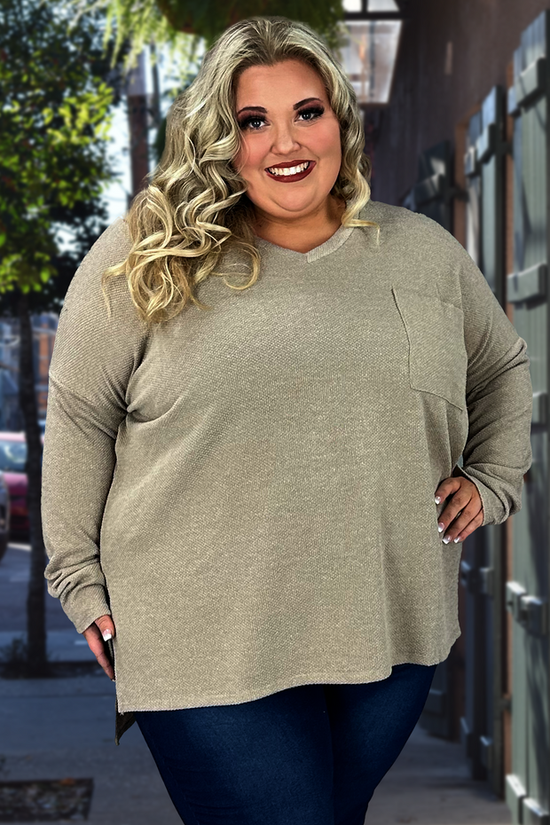 94 SLS-T {All On You} Ash Mocha Melange Jacquard Top SALE!!! PLUS SIZE 1X 2X 3X