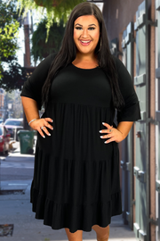 15 SSS-D {All The Buzz} Black Tiered Ruffle Sleeve Dress PLUS SIZE 1X 2X 3X