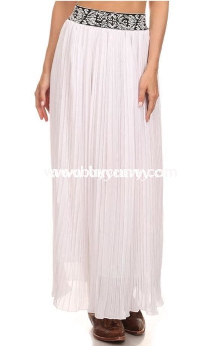 Bt-A Off-White Pleated Skirt With Wide Elastic Banded Waist Sale! Bottoms