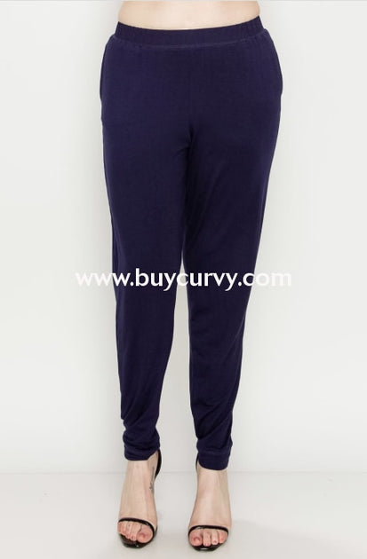 BT-C Harmony} Stretchy Navy Pants Elastic Waistband PLUS SIZE – Curvy Plus Size Clothing