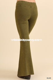 Bt-P Umgee Olive Prewashed Cotton Flared Leg Pants Sale! Bottoms