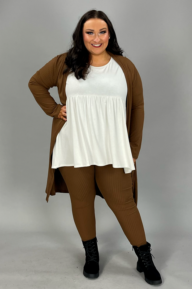 99 SET-F {Chill For Awhile} Brown Ribbed Cardigan & Bottoms SALE!!!  PLUS SIZE 1X 2X 3X