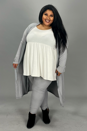 99 SET-G {Chill For Awhile} Grey Ribbed Cardigan & Bottoms PLUS SIZE 1X 2X 3X