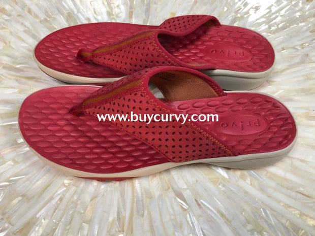 Clarks Privo Red Suede Felt Flip Flops (Comfortable) Shoes