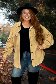 38 OT-C {Corduroy Cutie} Taupe SALE!!! Button Up Shacket PLUS SIZE XL 1X 2X