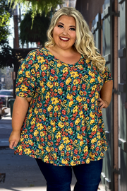 30 PSS-Z {Fields Of Gold} Multi-Color Floral Top EXTENDED PLUS SIZE 3X 4X 5X