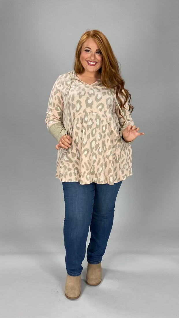 12 HD-A {Sweet & Simple} Peach/Tan Animal Print Hoodie PLUS SIZE 1X 2X 3X  SALE!!!!