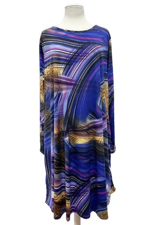 15 PLS-G {Simple Message} Purple Multi Print Dress PLUS SIZE XL 2X 3X