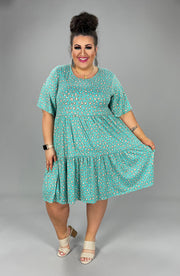 26 PSS-H {Shout It Out} Teal Leopard Tiered Dress PLUS SIZE 1X 2X 3X *** FLASH SALE***