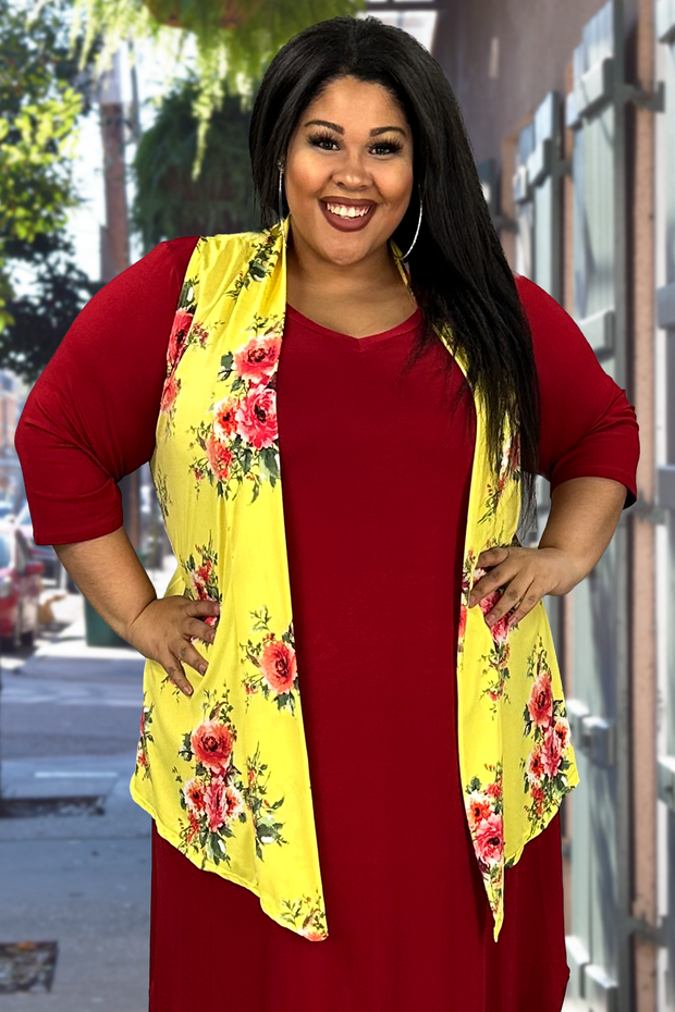 11 OT-M {Stroll Pretty} Yellow Floral SALE!!!Vest PLUS SIZE 1X 2X 3X